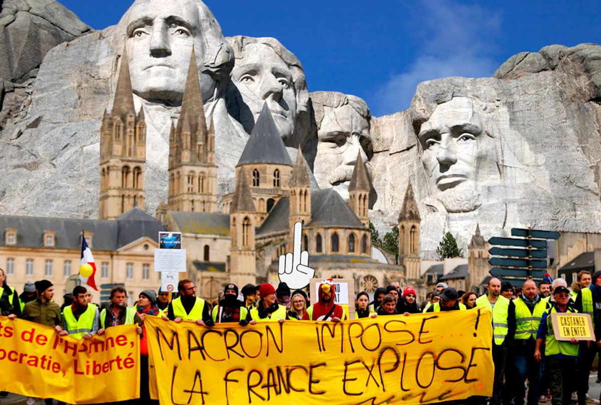 Yellow Vest protestors; Mount Rushmore (Getty/Salon)