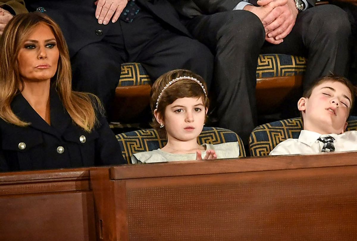 First lady Melania Trump, Grace Eline and Joshua Trump, during the State of the Union address at the US Capitol on February 5, 2019 in Washington, DC. (Getty/Mandel Ngan)
