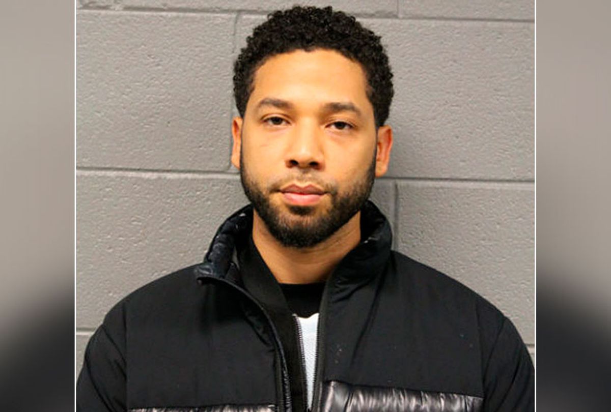 Feb. 21, 2019 booking photo released by Chicago Police Department shows Jussie Smollett (Chicago Police Department via AP)