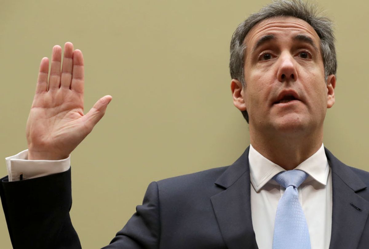 Michael Cohen, former attorney and fixer for President Donald Trump is sworn in before testifying before the House Oversight Committee on Capitol Hill February 27, 2019 in Washington, DC. (Getty/Chip Somodevilla)