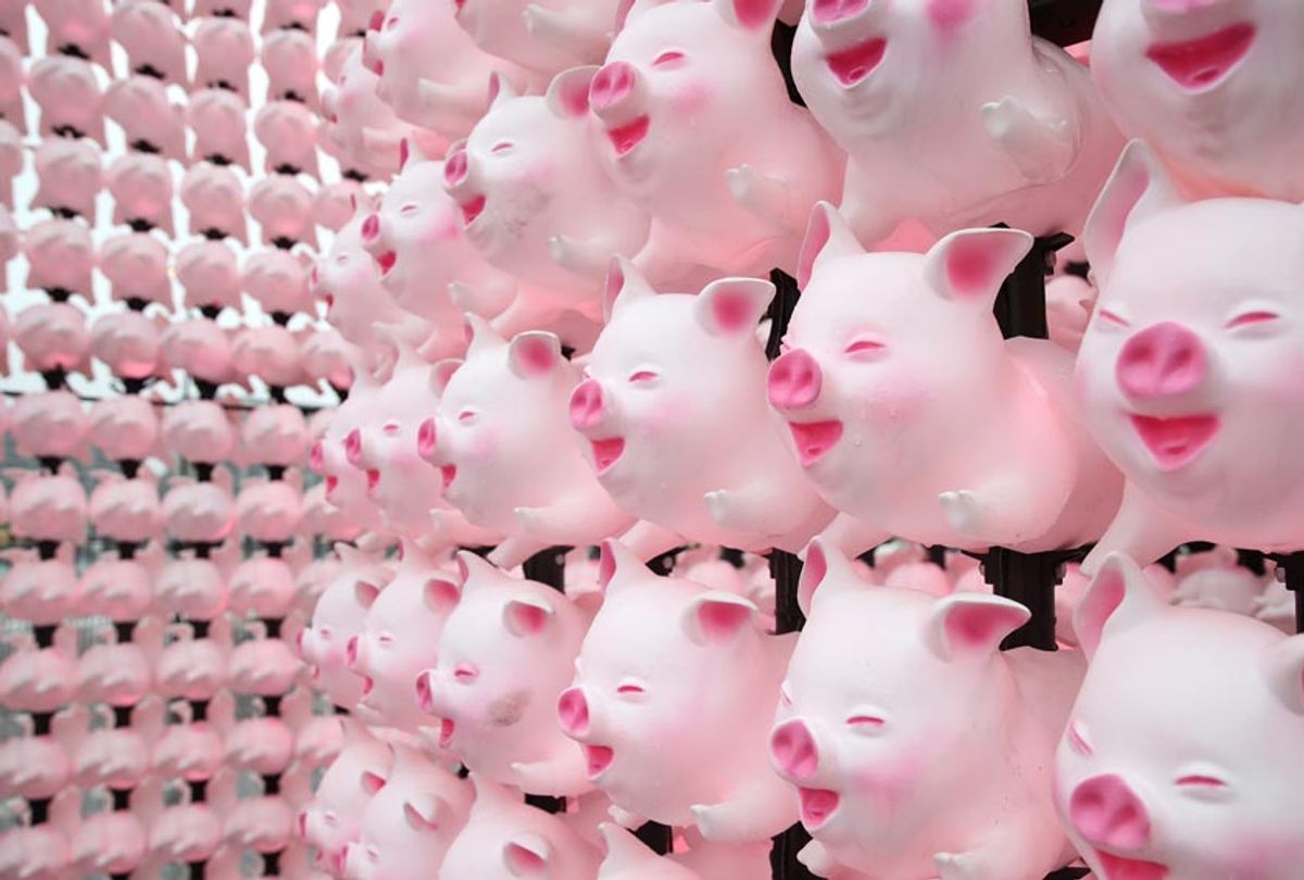 Detail of the 'Spiral Pig' zodiac lantern by artist John Deng on February 01, 2019 in Sydney, Australia. Sydney Lunar Festival has evolved from a small community celebration in Chinatown 23 years ago and now attracts more than 1.3 million visitors from all over the world each year. (Getty/Cameron Spencer)