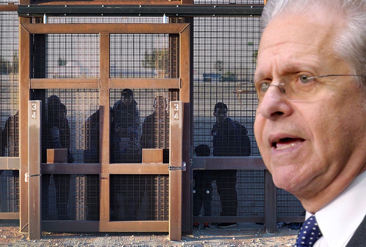 Laurence Tribe; Migrants stand together along the U.S./Mexican border wall in El Paso, Texas. (AP/Getty/Salon)