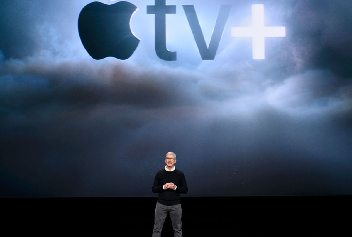Apple Inc. CEO Tim Cook speaks during a company product launch event at the Steve Jobs Theater at Apple Park on March 25, 2019 in Cupertino, California. (Getty/Michael Short)