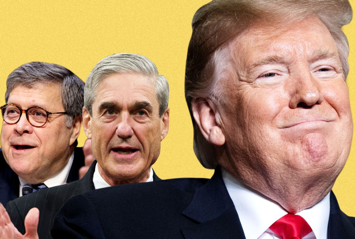 William Barr; Robert Mueller; Donald Trump (AP/Getty/Salon)