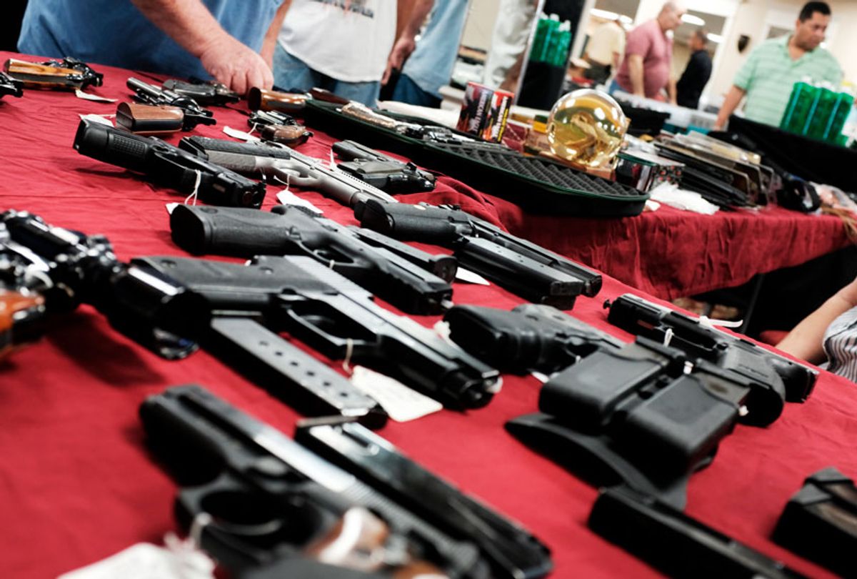 Guns stand for sale at a gun show on November 24, 2018 in Naples, Florida. (Getty/Spencer Platt)