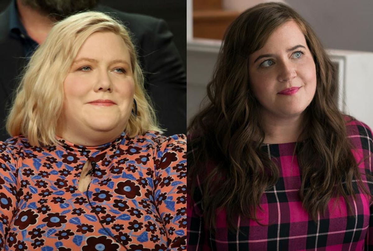 Lindy West; Aidy Bryant in "Shrill" (AP/Willy Sanjuan/Allyson Riggs)