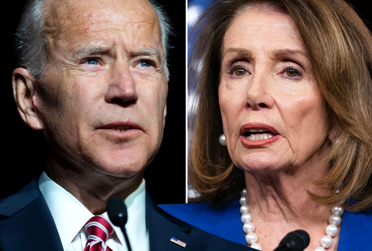 Former Vice President Joe Biden; House Speaker Nancy Pelosi (Getty/Saul Loeb/AP/J. Scott Applewhite)