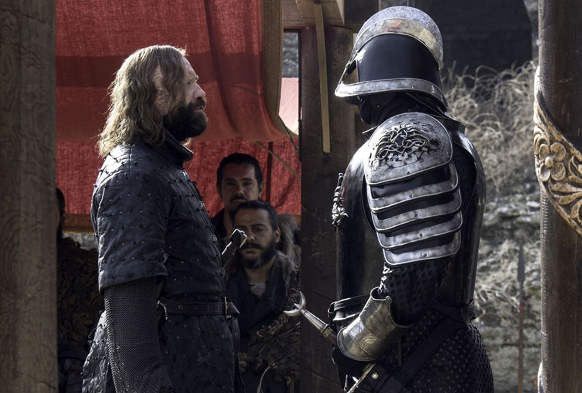 Rory McCann as Sandor Clegane, and Hafþór Júlíus Björnsson as Gregor Clegane in "Game of Thrones" (Macall B. Polay/courtesy of HBO)