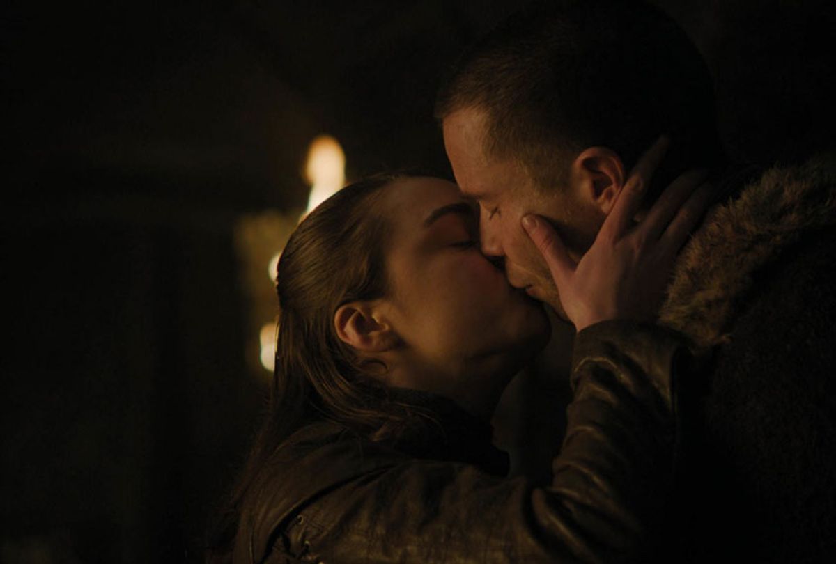Maisie Williams as Arya and Joe Dempsie as Gendry in "Game of Thrones" (HBO)