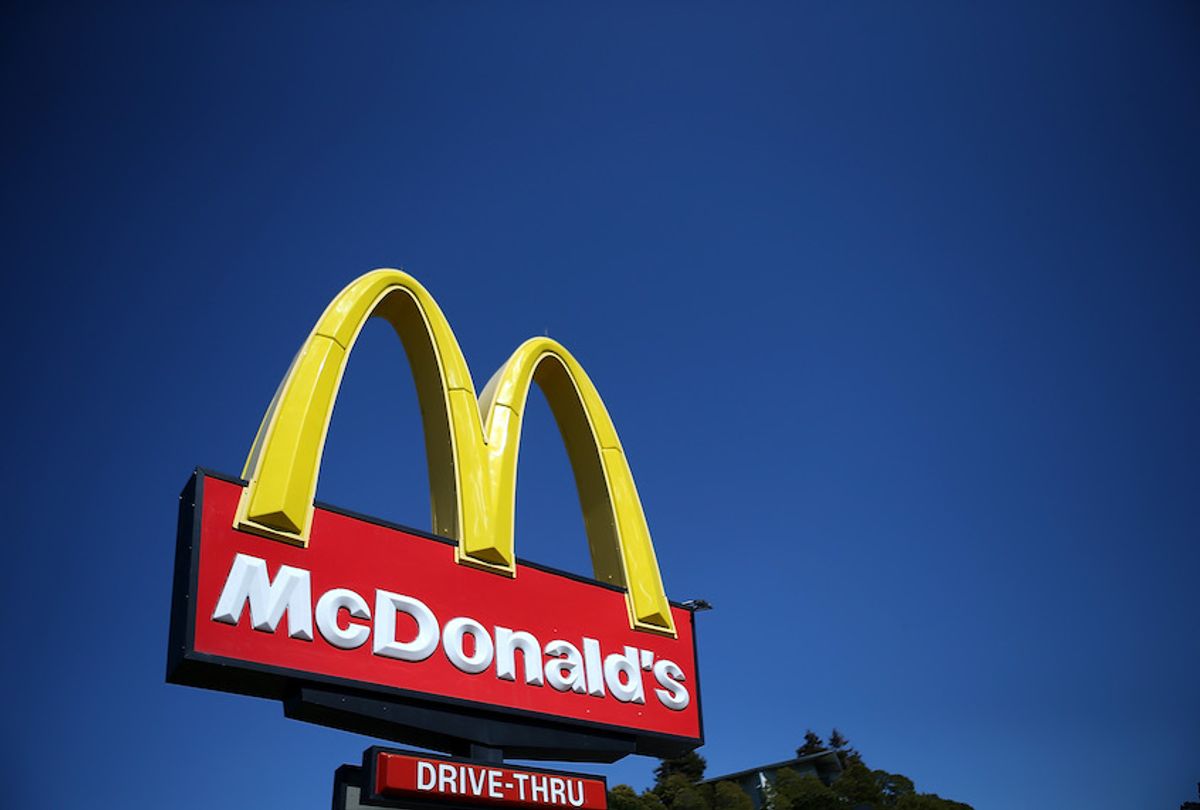 A sign is posted in front of a McDonald's restaurant on March 12, 2013 in Mill Valley, California (Justin Sullivan/Getty Images)