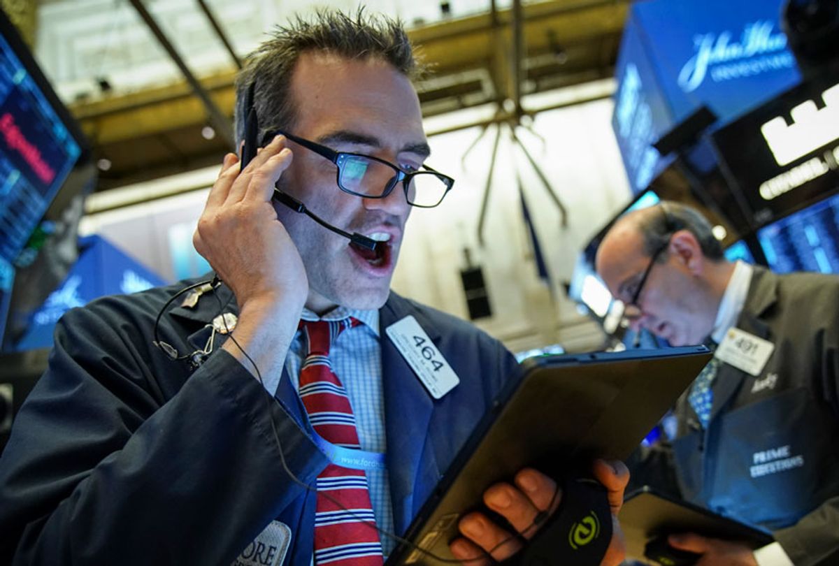  Traders and financial professionals work on the floor of the New York Stock Exchange (NYSE) at the opening bell, April 24, 2019 in New York City.  (Getty/Drew Angerer)