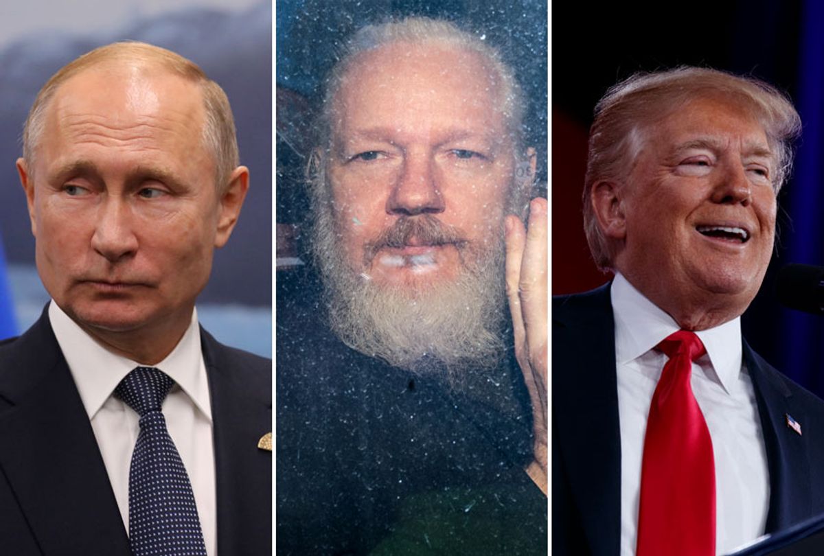 Vladimir Putin; Julian Assange; Donald Trump (AP/Getty/Salon)