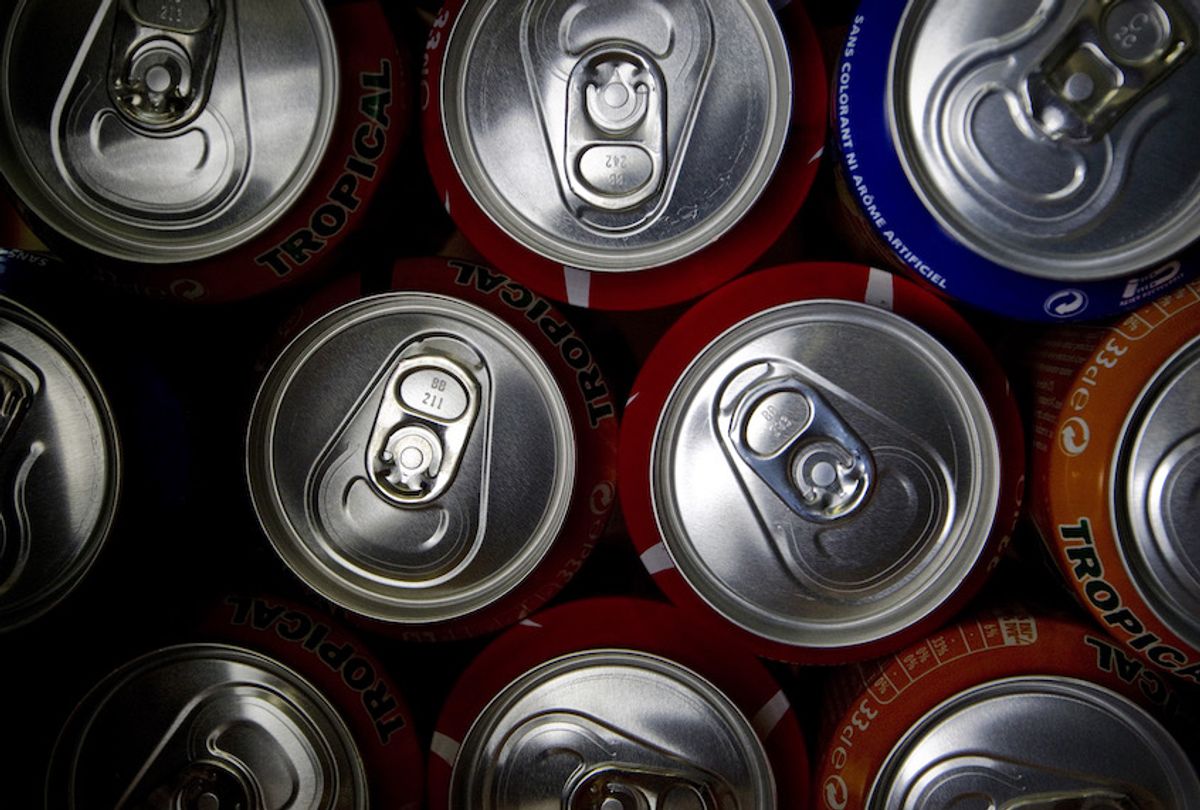 A picture taken on September 8, 2011 in Paris shows cans of various sodas. After the French government announced on August 24 to tax these products as part of its austerity plan to reduce the national debt, professionals of the industry contested the measure, last of which the US giant Coca-Cola who suspended a 17 million euro (23.780 million US dollars) investment in France. French President Nicolas Sarkozy insisted on September 7 he was determined to push through a balanced budget amendment called "golden rule" despite reports that he might drop the contested plan.  AFP PHOTO JOEL SAGET (Photo credit should read JOEL SAGET/AFP/Getty Images) (Joel Saget/Afp/getty Images)