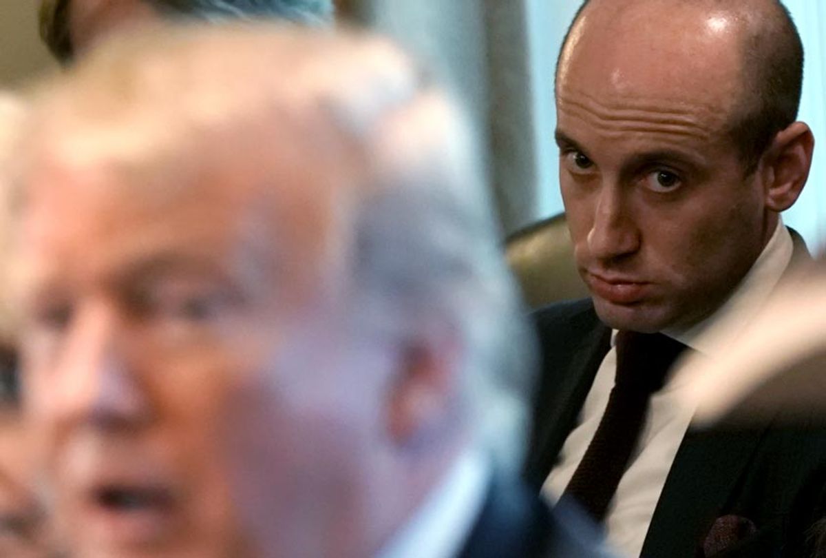 Stephen Miller looks on as Donald Trump hosts a round-table discussion on border security and safe communities on January 11, 2019 in Washington, DC.  (Getty/Alex Wong)