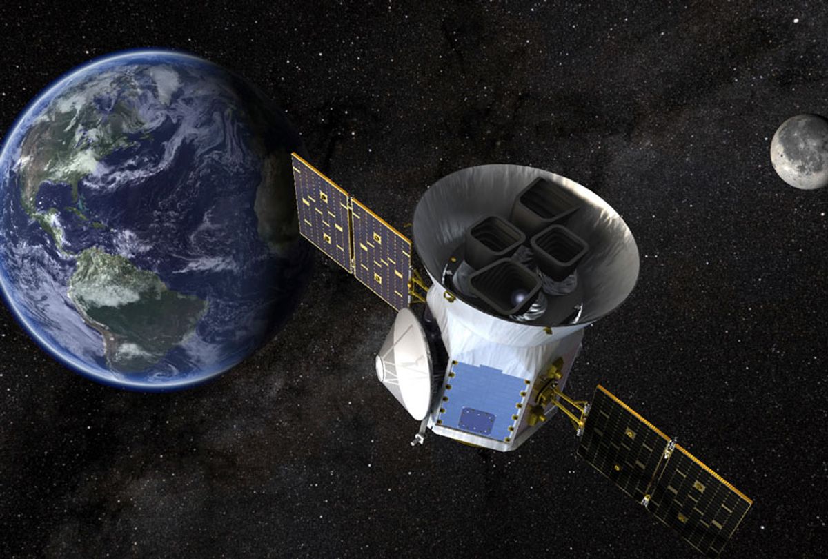 An illustration of the Transiting Exoplanet Survey Satellite (TESS) which found the Earth-sized planet HD 21749c. (NASA via AP)