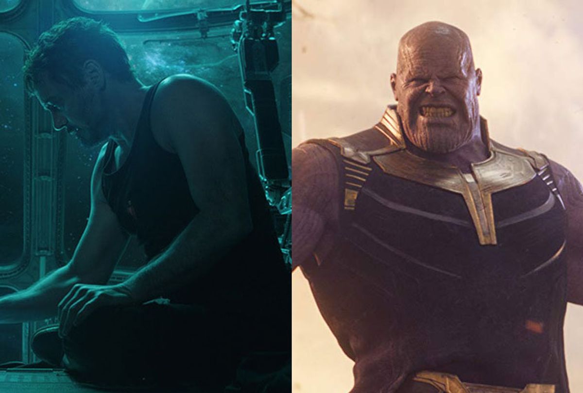 Robert Downey Jr. in "Avengers: Endgame" and Josh Brolin in "Avengers: Infinity War" (Marvel Studios)
