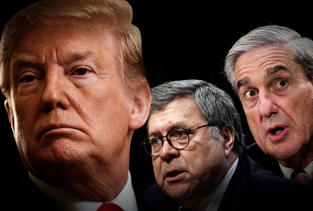 Donald Trump; William Barr; Robert Mueller (AP/Getty/Salon)