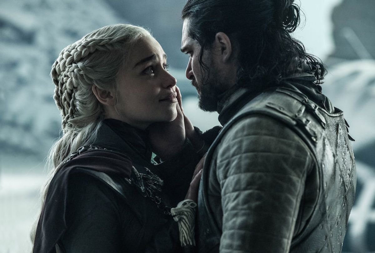 Daenerys Targaryen (Emilia Clarke) and Jon Snow (Kit Harington) in the "Game of Thrones" series finale (Helen Sloan/HBO)