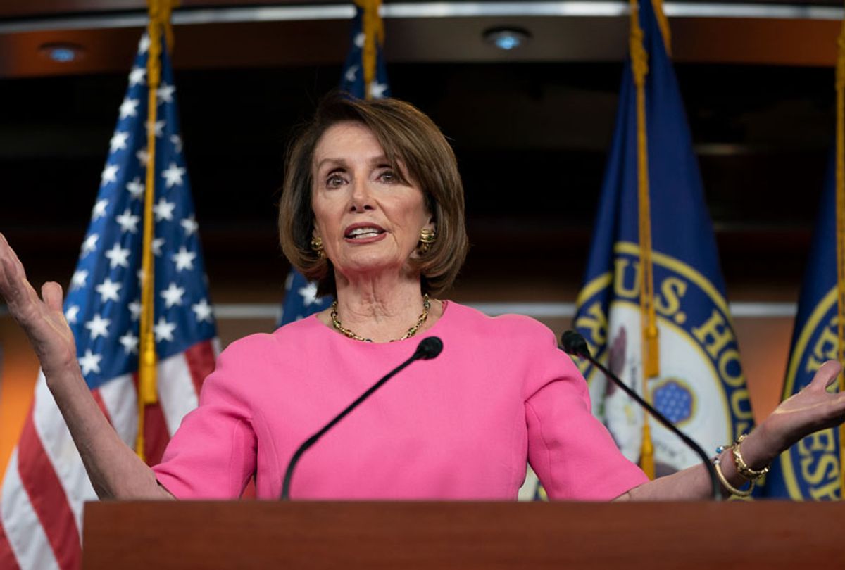 Speaker of the House Nancy Pelosi, D-Calif., meets with reporters at the Capitol in Washington, Thursday, May 23, 2019. (AP/J. Scott Applewhite)