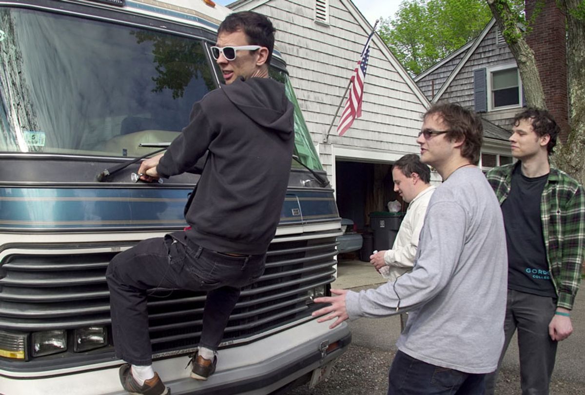 Noah Britton, Ethan Finlan, New Michael Ingemi and Jack Hanke in "On Tour with Asperger's Are Us" (Courtesy of HBO)