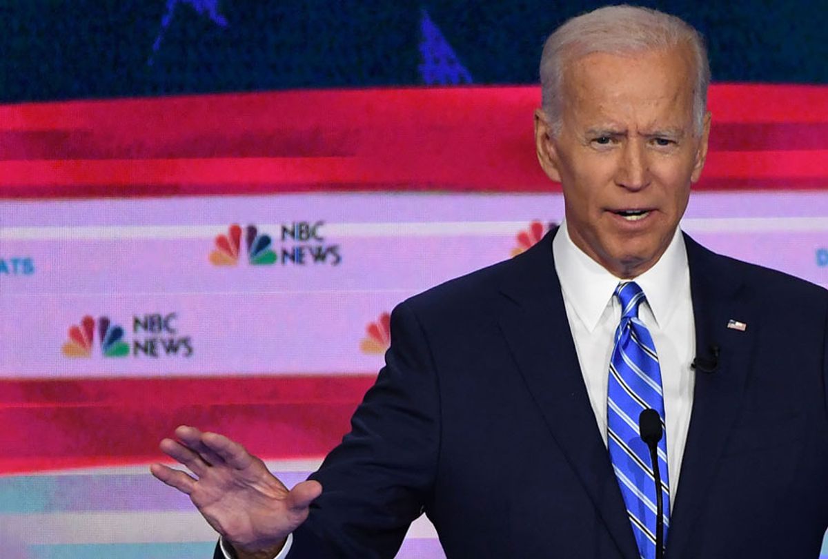 Democratic presidential hopeful former US Vice President Joseph R. Biden Jr. speaks during the second Democratic primary debate of the 2020 presidential campaign season hosted by NBC News at the Adrienne Arsht Center for the Performing Arts in Miami, Florida, June 27, 2019. (Getty/Saul Loeb)