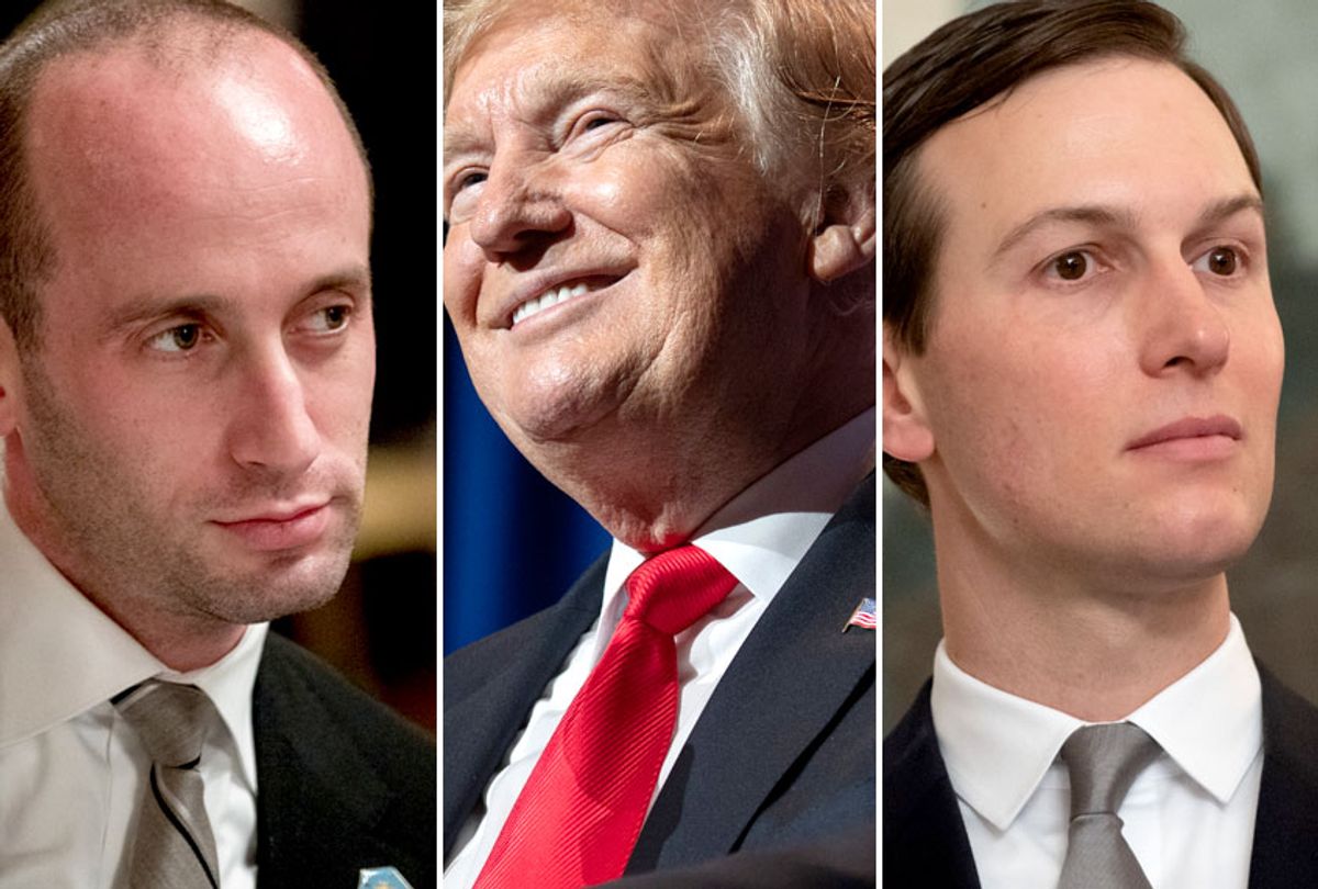 Stephen Miller; Donald Trump; Jared Kushner (AP/Andrew Harnik/Getty/Saul Loeb)