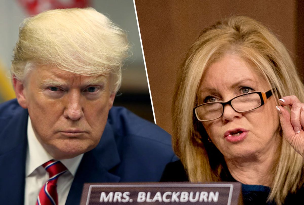 President Donald Trump; Sen. Marsha Blackburn (R-TN) (Getty/Mark Wilson/AP/Andrew Harnik)