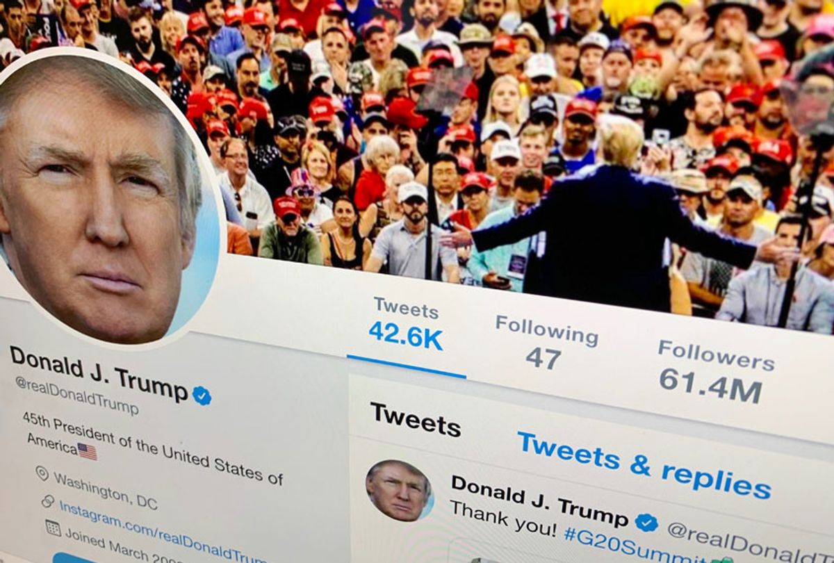 President Donald Trump's Twitter feed is shown on a computer screen on Thursday, June 27, 2019, in New York. (AP/Jenny Kane)