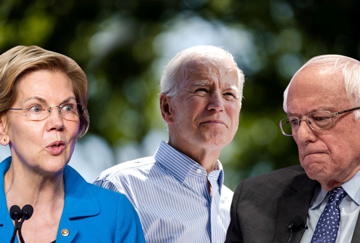 Sen. Elizabeth Warren (D-MA); Former Vice President Joe Biden; Sen. Bernie Sanders (I-VT) (AP/Getty/Salon)