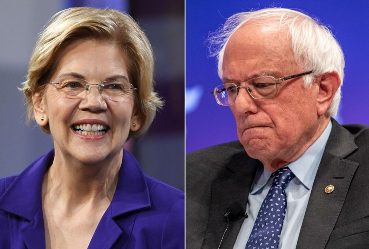 Elizabeth Warren; Bernie Sanders (Getty/Ethan Miller/Sergio Flores)
