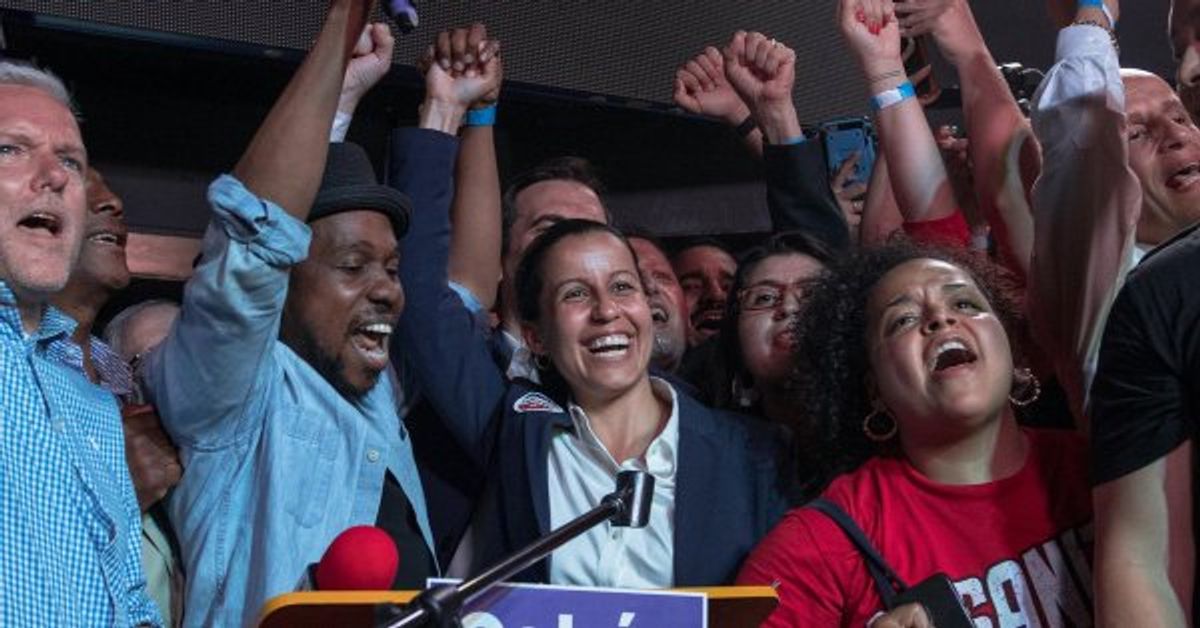 Tiffany Cabán declares victory on election night in Queens — but that victory is now in doubt.