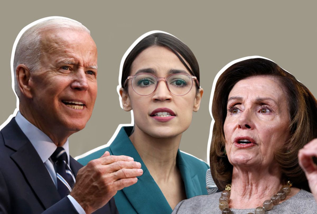 Joe Biden; Alexandria Ocasio-Cortez; Nancy Pelosi (AP/Getty/Salon)