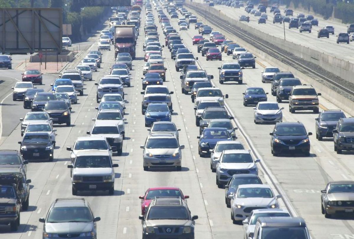 Auto traffic flows in and out of Los Angeles, California, one of the worst traffic-congested cities in the country, on August 28, 2018. - Shares of big US automakers rose on news the US and Mexico reached a deal to update the 25-year North American Free Trade Agreement, pending Congressional approval. (Photo by Frederic J. BROWN / AFP)        (Photo credit should read FREDERIC J. BROWN/AFP/Getty Images) (Frederic J. Brown/Getty)