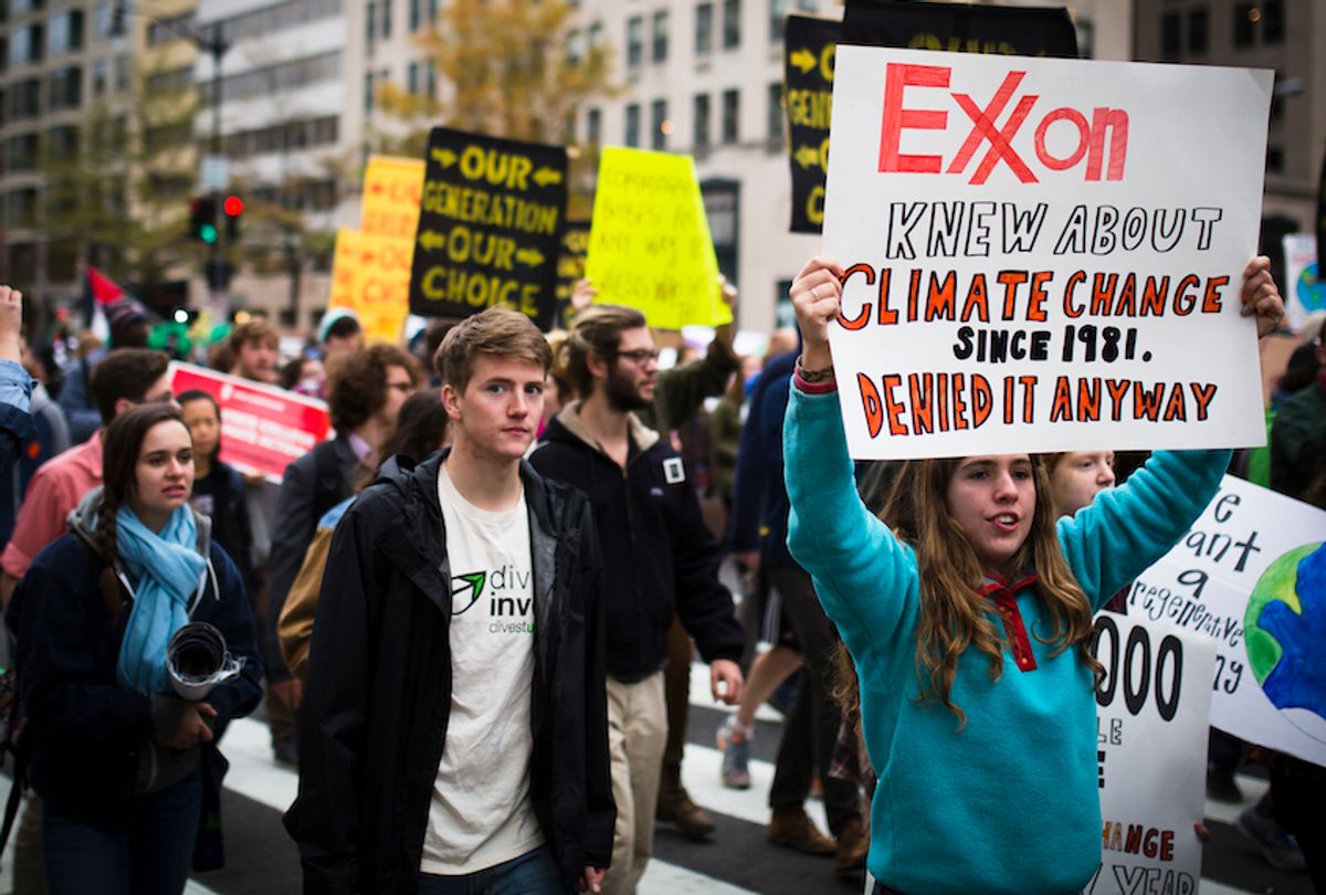 Activists rally against ExxonMobil during the Global Climate March in Washington, D.C., on November 29, 2017. (Johnny Silvercloud/Flickr)