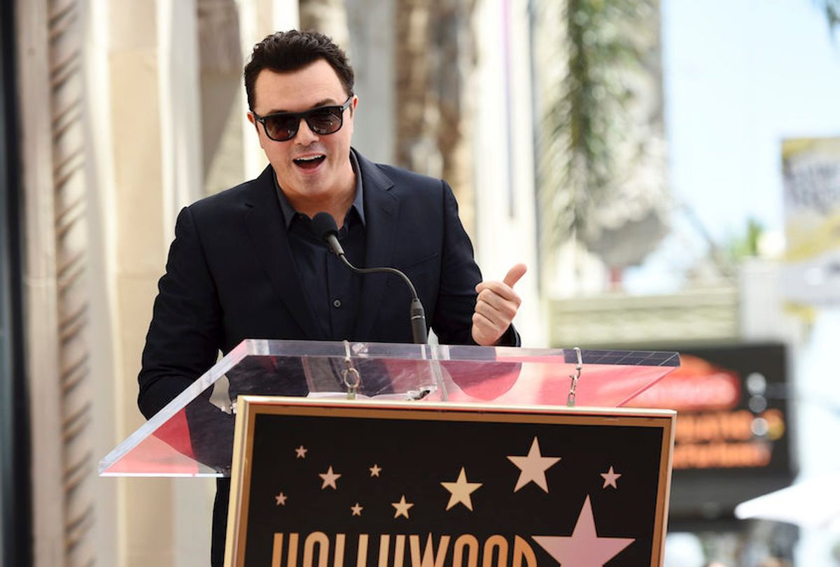 Entertainer Seth MacFarlane speaks during a ceremony honoring him with a star on the Hollywood Walk of Fame, Tuesday, April 23, 2019, in Los Angeles. (Photo by Chris Pizzello/Invision/AP) (Chris Pizzello/invision/ap)