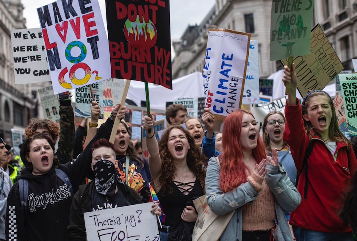 Students take part in a Climate March on April 12, 2019 in London, United Kingdom.  (Photo by Dan Kitwood/Getty Images)