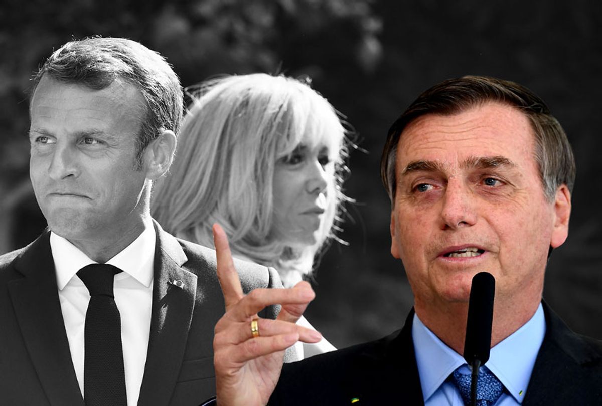 Brazilian President Jair Bolsonaro, French President Emmanuel Macron and Brigitte Macron (Getty/Evaristo Sa/Gerard Julien)