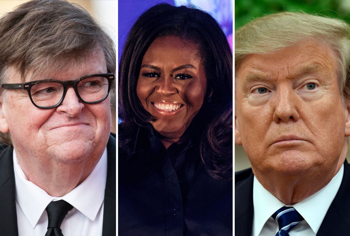 Michael Moore; Michelle Obama; Donald Trump (AP/Getty)