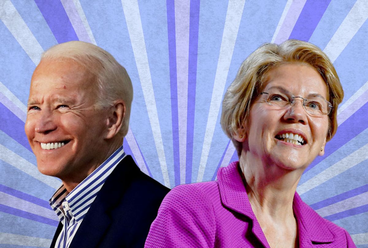 Democratic presidential candidates former Vice President Joe Biden and Senator Elizabeth Warren (AP Photo/Elise Amendola/Jessica Hill/Salon)