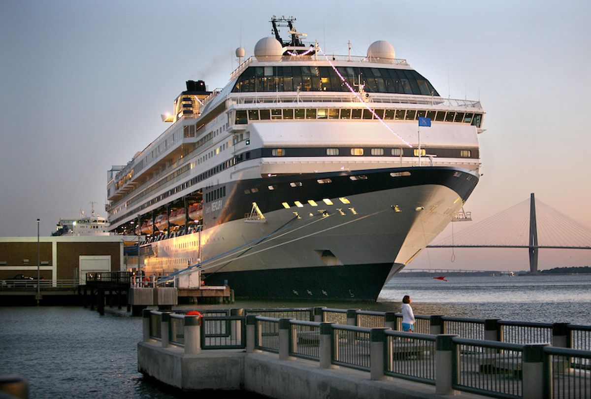 This Friday, Feb. 26, 2010 file photo shows the cruise ship Celebrity Mercury docked at the South Carolina State Ports Authority passenger terminal in downtown Charleston S.C., after passengers became sick with a stomach bug. (AP Photo/Mic Smith, File)