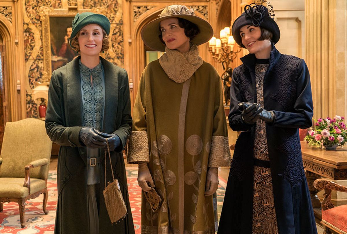 Laura Carmichael stars as Lady Hexham, Elizabeth McGovern as Lady Grantham and Michelle Dockery stars as Lady Mary Talbot in DOWNTON ABBEY, a Focus Features release. (Liam Daniel / © 2019 Focus Features, LLC)