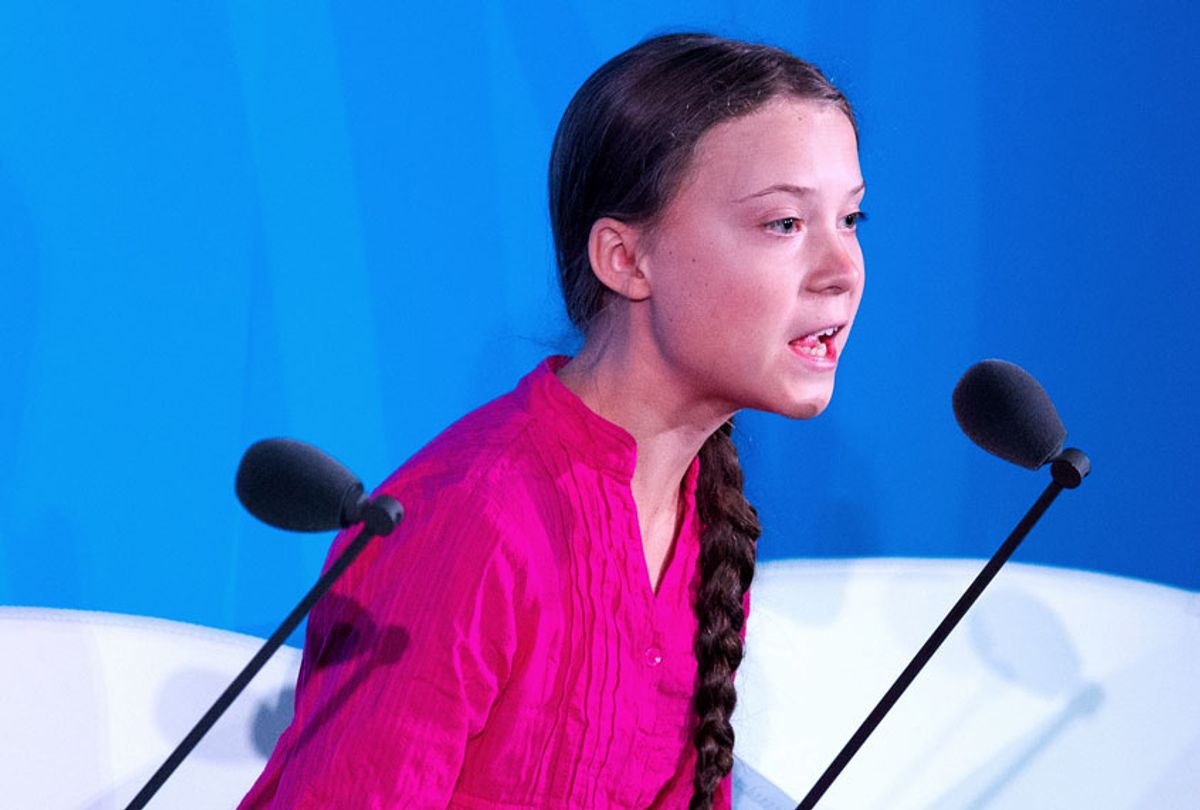 Youth Climate activist Greta Thunberg speaks during the UN Climate Action Summit on September 23, 2019 at the United Nations Headquarters in New York City. (Photo by Johannes EISELE / AFP)        (Photo credit should read  (JOHANNES EISELE/AFP/Getty Images)