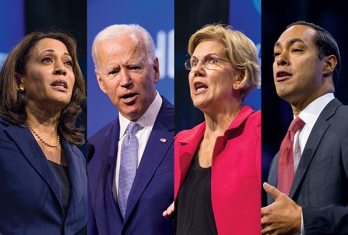 Democratic presidential candidates Kamala Harris, Joes Biden, Elizabeth Warren and Andrew Yang (Getty Images/ Scott Eisen)