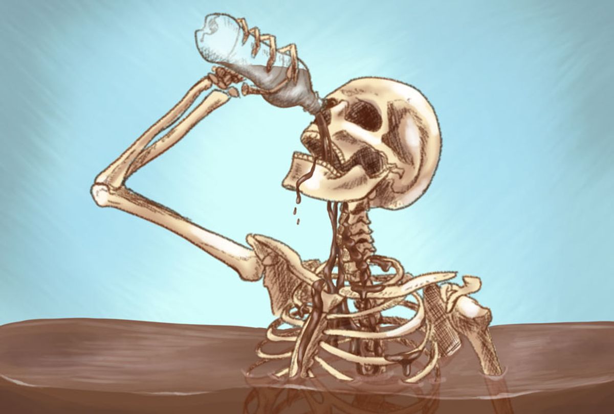 Skeleton drowning in soda (Salon/ Ilana Lidagoster)