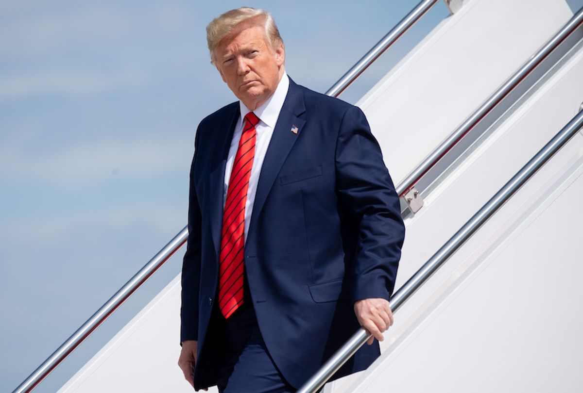 US President Donald Trump disembarks after arriving on Air Force One at Joint Base Andrews in Maryland, September 26, 2019, after returning from New York. (Saul Loeb/AFP/Getty Images)