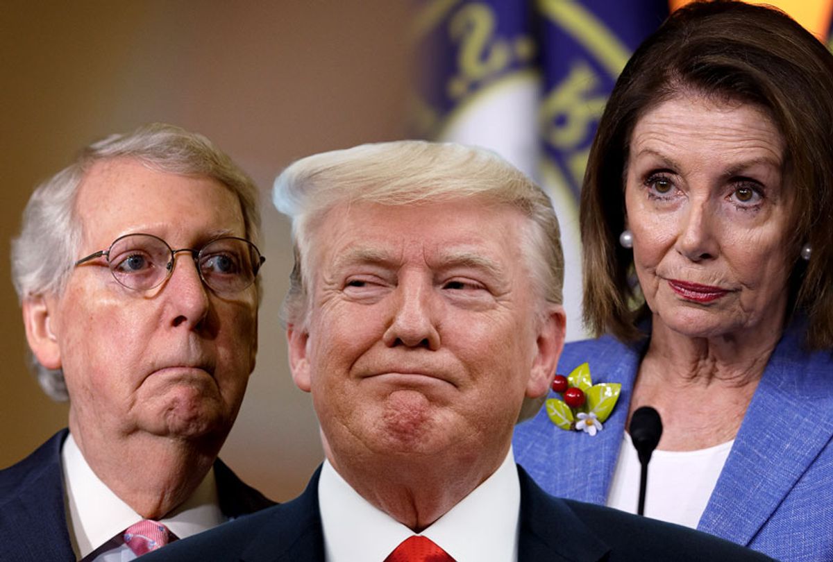 Mitch McConnell, Donald Trump and Nancy Pelosi (Getty Images/AP Photo/Salon)