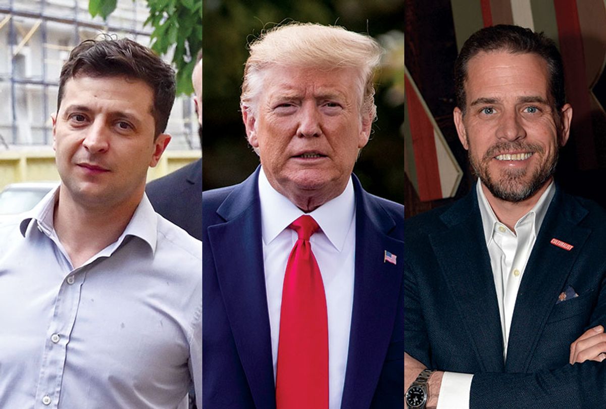 US President Donald Trump, Ukrainian President Volodymyr Zelensky and Hunter Biden (Andrew Harnik/Jack Dempsey/Invision for Participant Media/Getty/SERGEI SUPINSKY)
