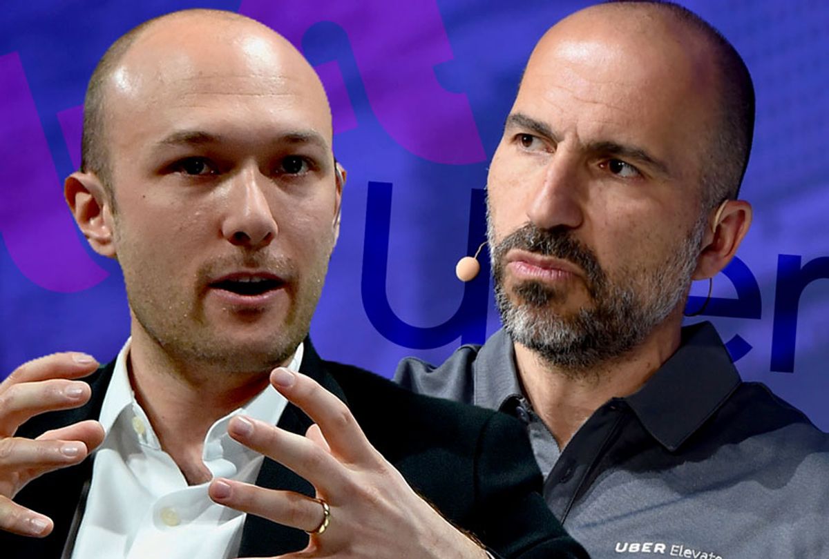 Uber Chief Executive Officer Dara Khosrowshahi and Co-Founder and CEO of Lyft Logan Green (Noam Galai/ROBYN BECK/AFP/Getty Images)