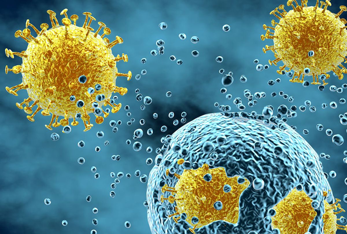 Viral infection disease attacking cell abstract idea illustration (Getty Images/iStock)