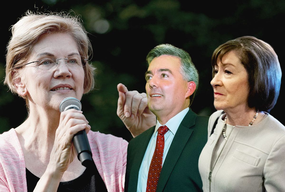 Elizabeth Warren, Cory Gardner and Susan Collins (Getty Images/AP Photo)